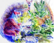 kersttafereel met wilde dieren