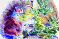 kersttafereel met wilde dieren