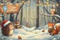 kerstkaart  wilde dieren